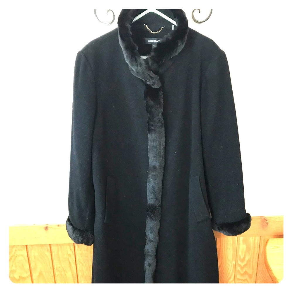 Black full length fur lined coat